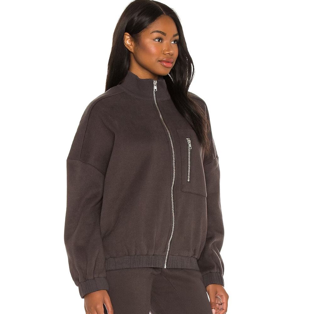 Lovers and Friends Zip Up Utility Sweatshirt in Black Bean NWT Size Small - Picture 2 of 3